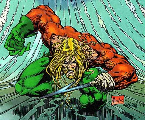 El Aquaman de Peter David adquirió una estética radical donde incluso llegó a perder el brazo