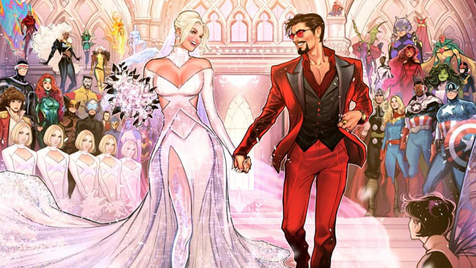 Tony Stark Emma Frost wedding Boletín Marvel