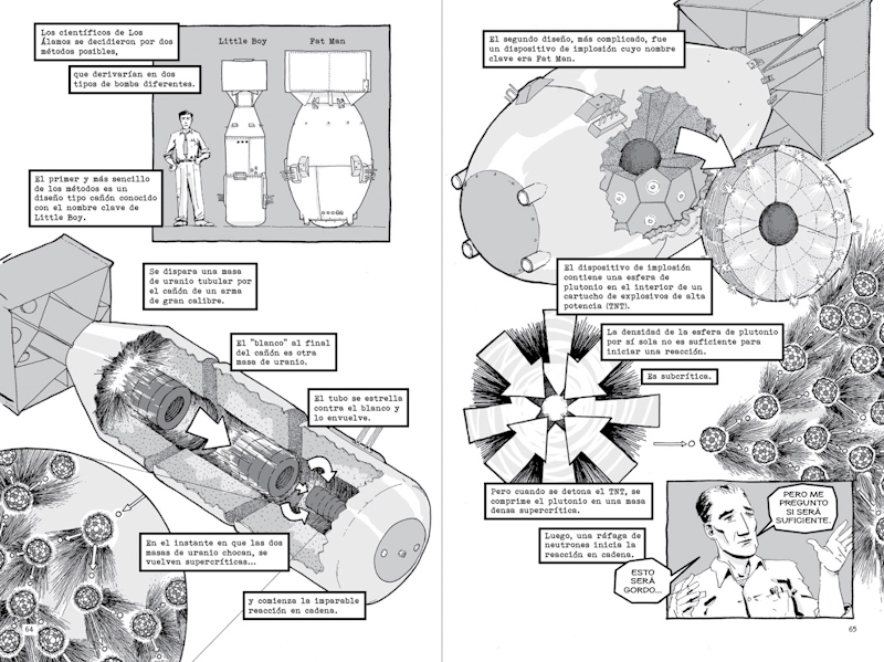 Página doble de Trinity. Historia gráfica del Proyecto Manhattan de Jonathan Fetter-Vorm